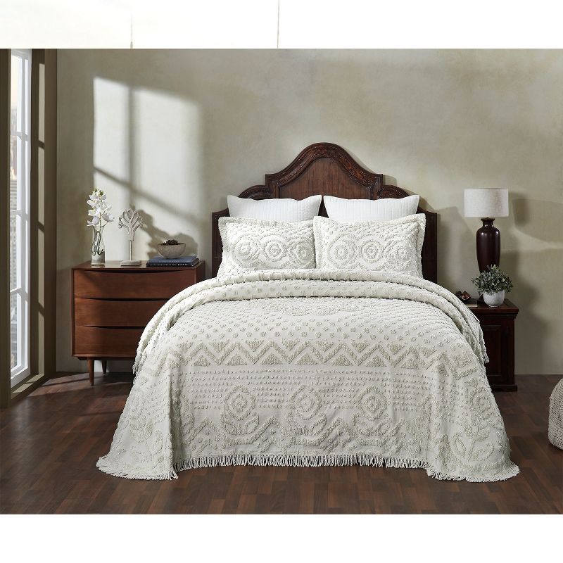 Ivory Cotton Full Bedspread with Textured Accent