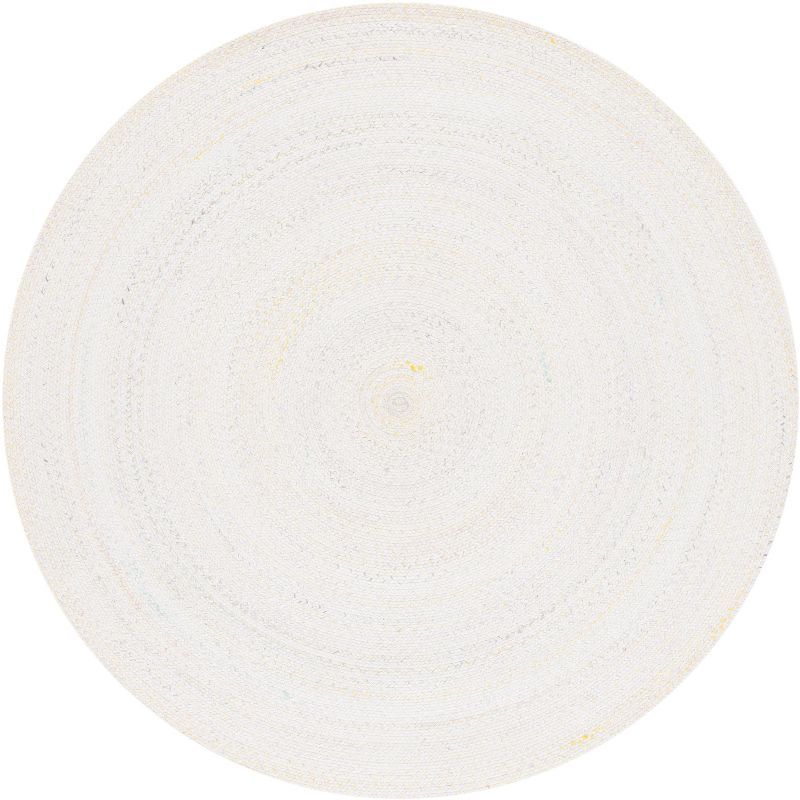 Ivory & Yellow Handwoven Synthetic 3' Round Braided Rug