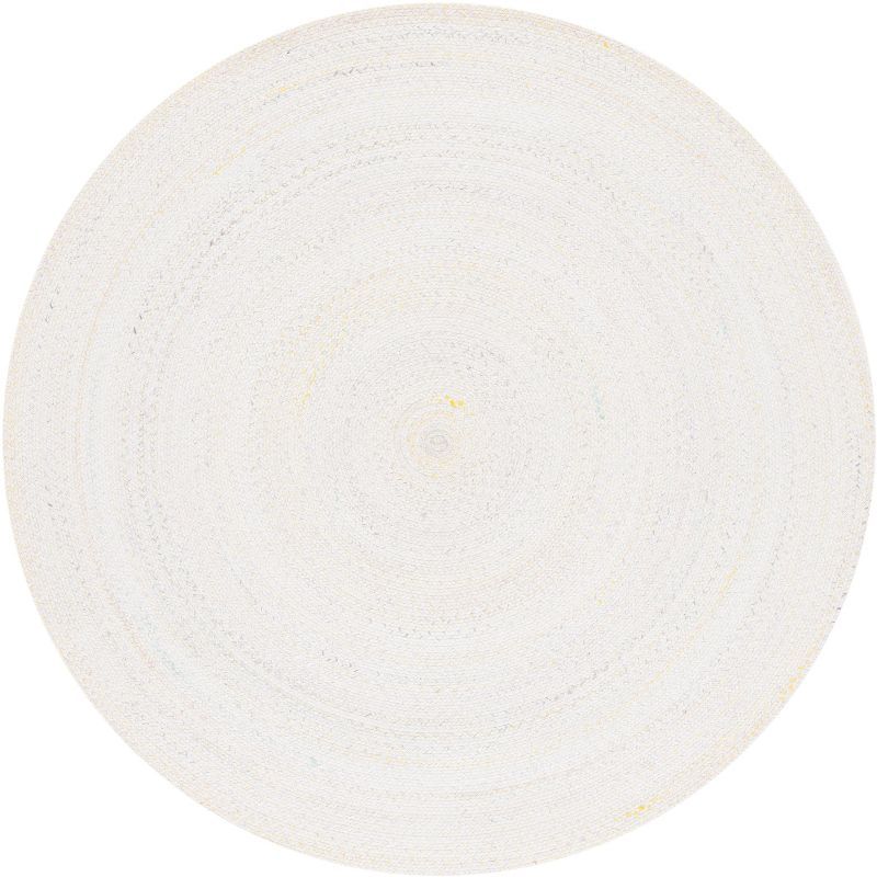 Ivory & Yellow Handwoven Synthetic 3' Round Braided Rug