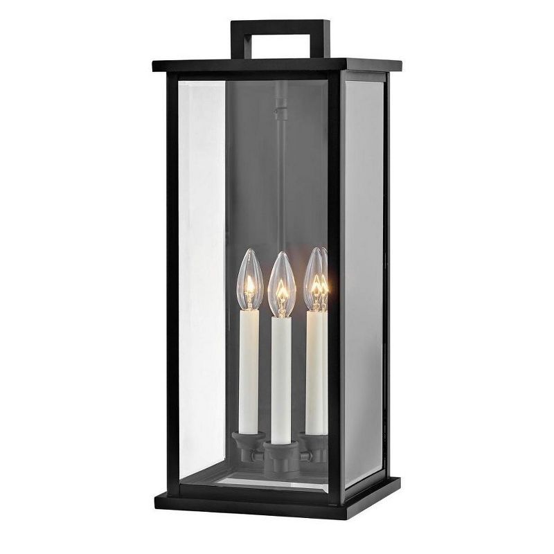 Weymouth Elegant Black Aluminum 3-Light Outdoor Wall Sconce