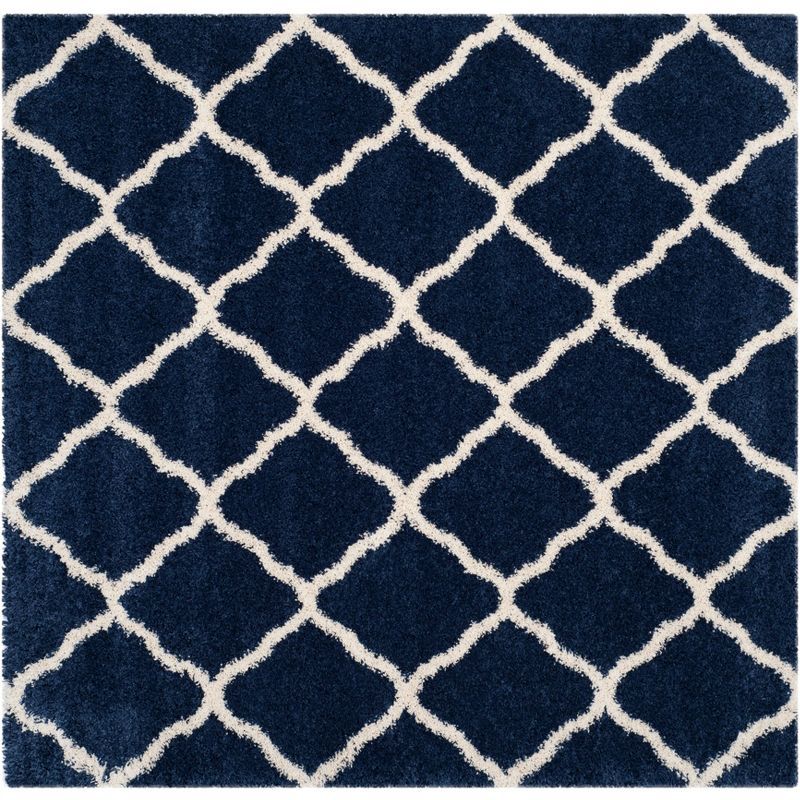 Ivory Round Hand-knotted Shag Rug, 27 inches