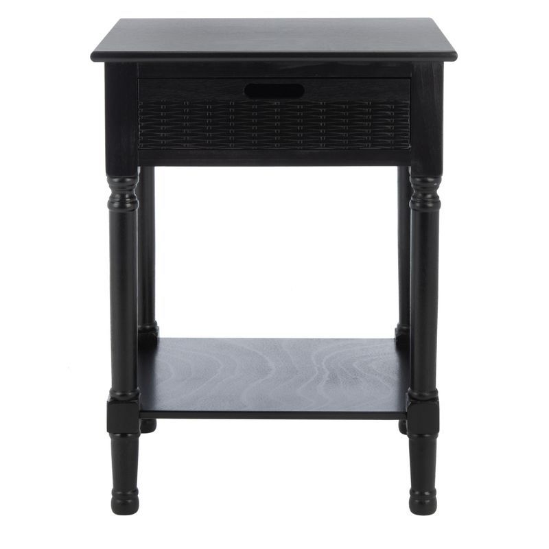 Classic Contemporary Black Accent Table with Basket Drawer