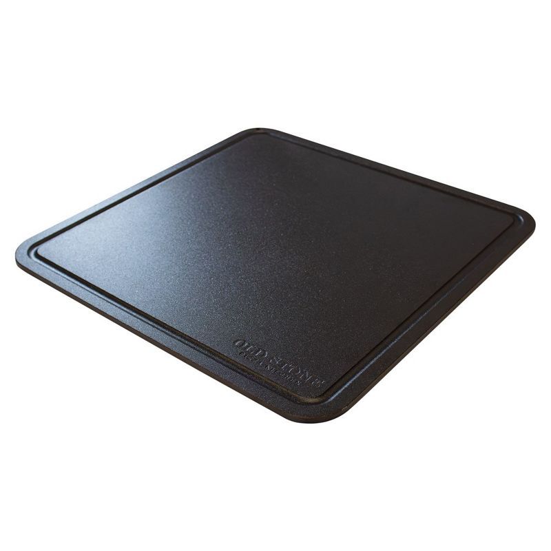 Old Stone Black Steel Square Pizza Steel with Moat, 14x14 Inch