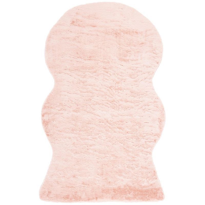 Luxurious Red Hand-Knotted Faux Sheepskin Shag Rug