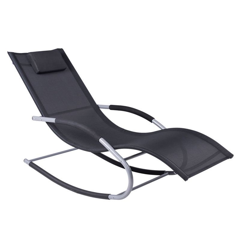 Elysian Black Zero Gravity Rocking Chaise with Cushioned Headrest