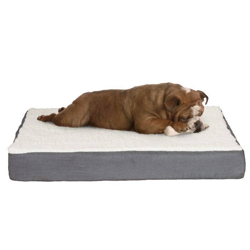 Large Gray Orthopedic Memory Foam Dog Bed with Washable Cover