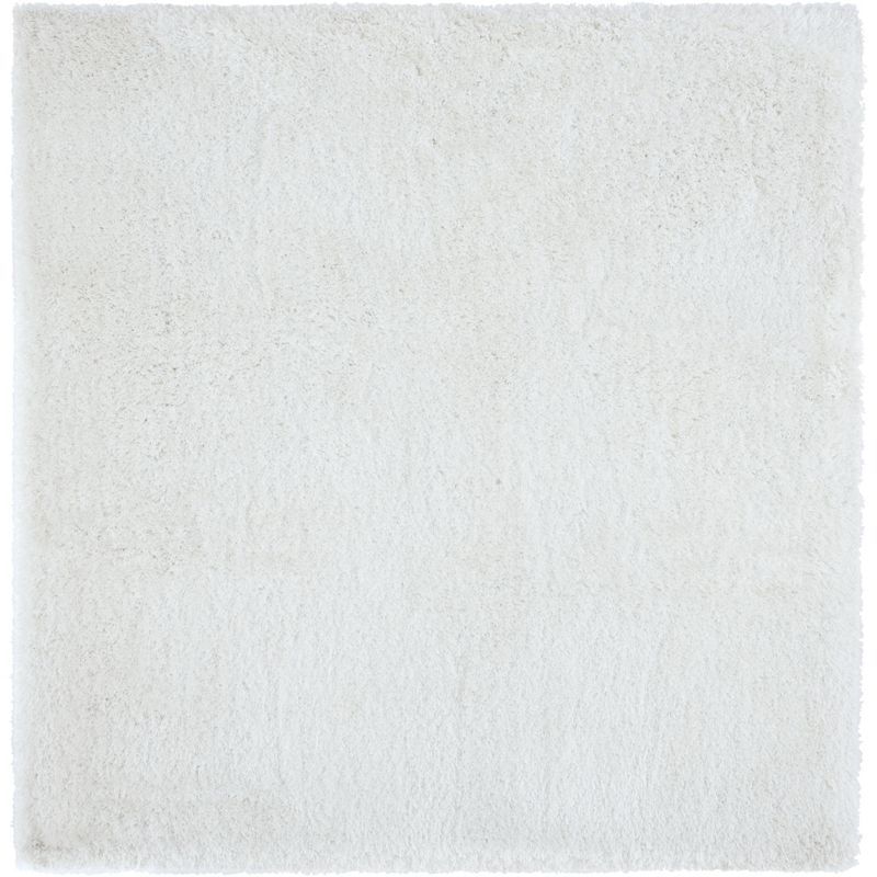 Coastal Snow White Hand-Tufted Shag Square Rug, 6'x6'