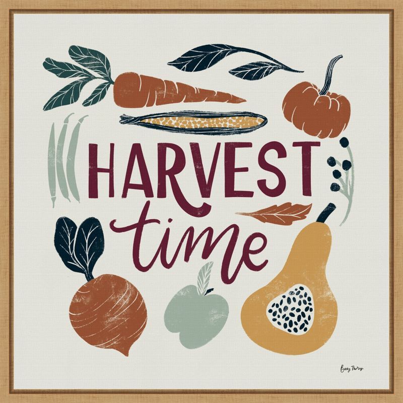 Harvest Time Autumn Canvas Print with Natural Frame