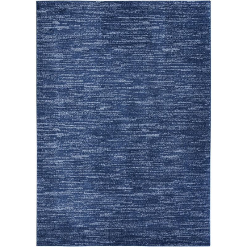 Navy Blue Solid Synthetic 5' x 7' Easy-Care Reversible Area Rug