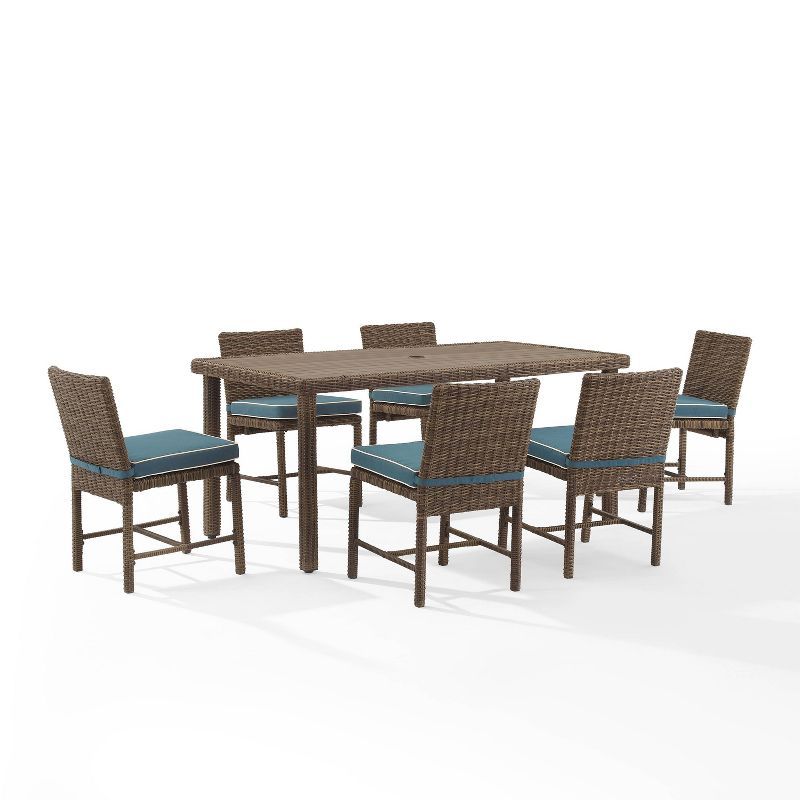 Bradenton 7-Piece Navy Wicker Outdoor Dining Set with Steel Frames