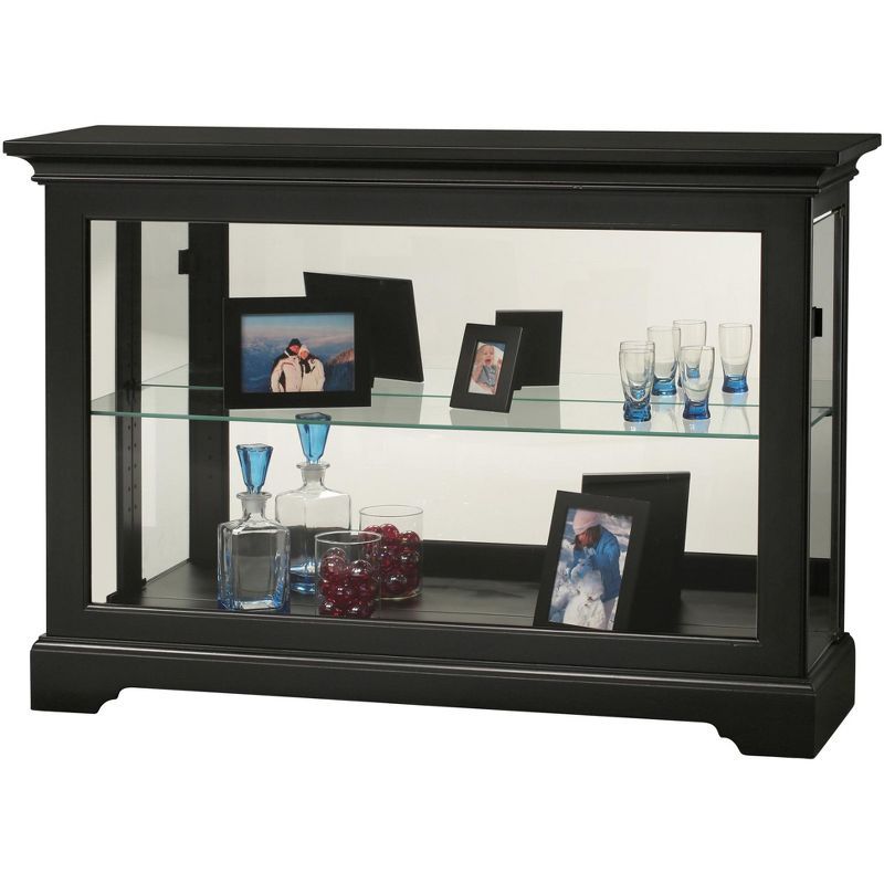 Underhill II Traditional Black Satin Lighted Curio Cabinet