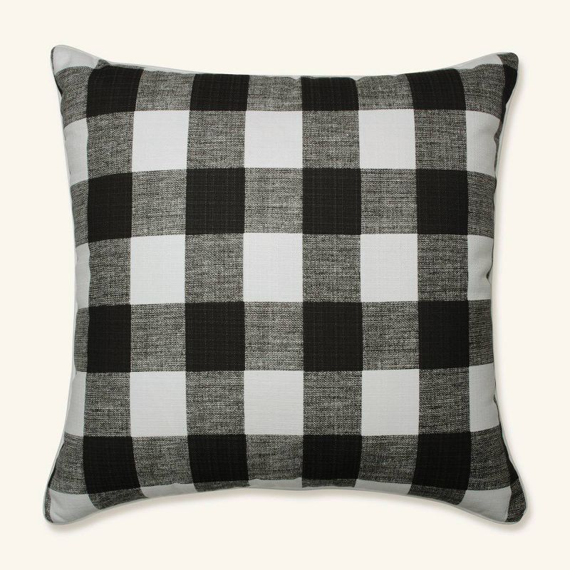 Large Black and White Buffalo Plaid Outdoor Floor Pillow