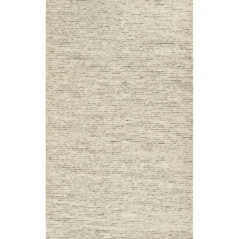 Handmade Light Grey Rectangular Wool Area Rug 66" x 42"