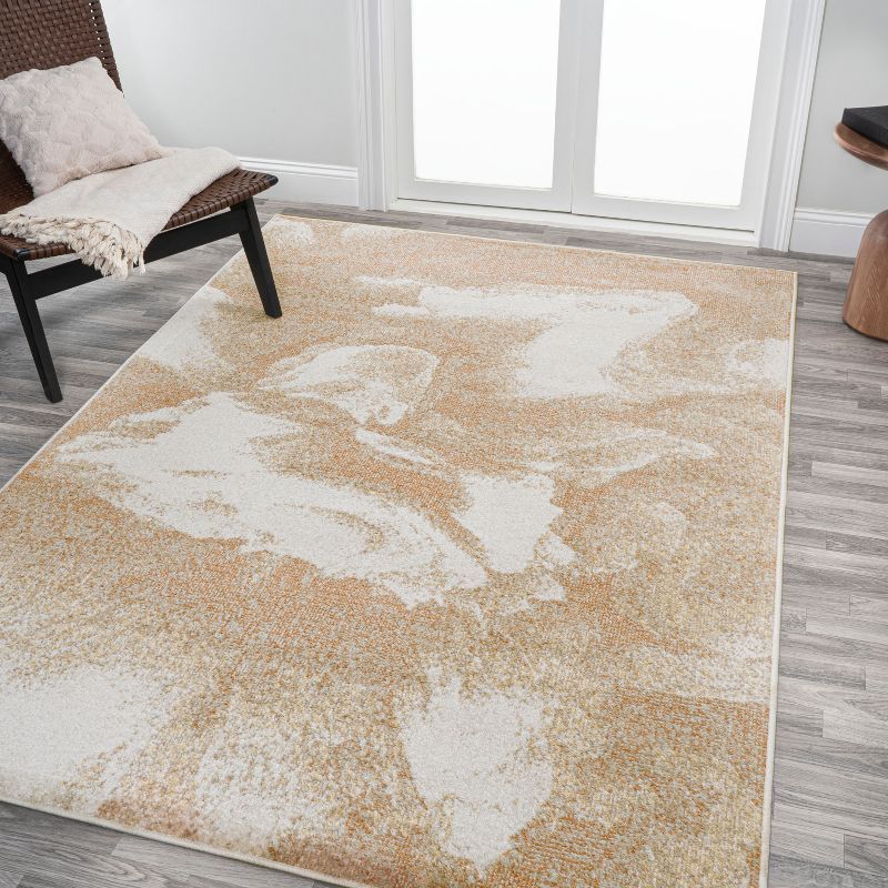 Petalo Abstract Orange Beige Cream Modern Area Rug 3 x 5