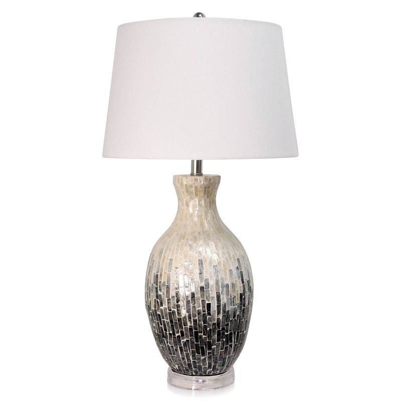 Aasha White Capiz Shell Ceramic Table Lamp with Fabric Shade