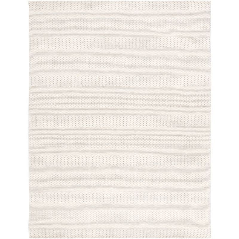 Ivory Beige Flat Woven Wool Rectangular Rug 8' x 10'