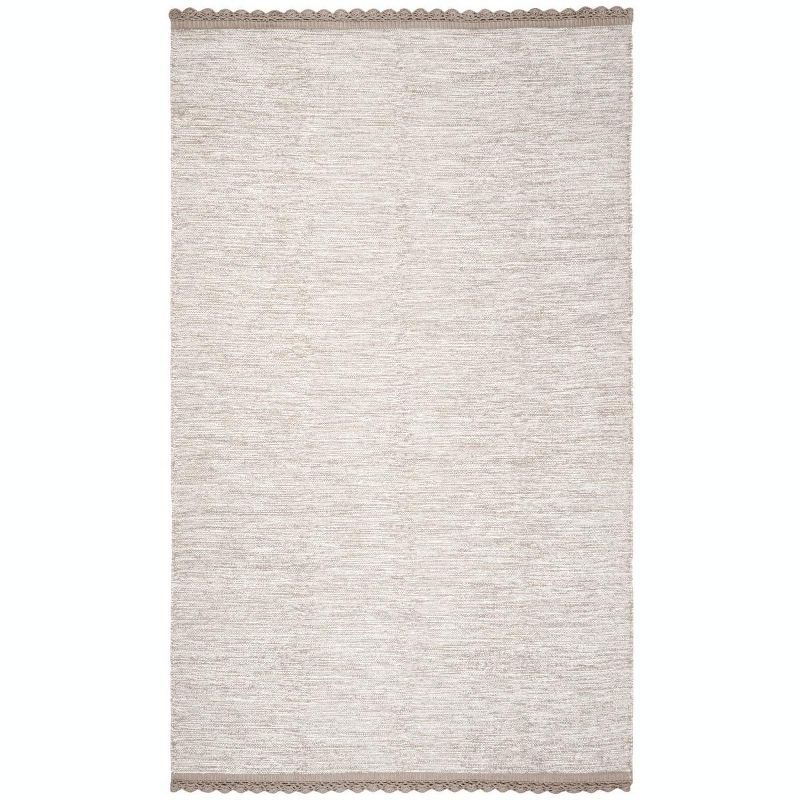 Beige 8' x 10' Reversible Flat-Woven Wool-Cotton Blend Rug