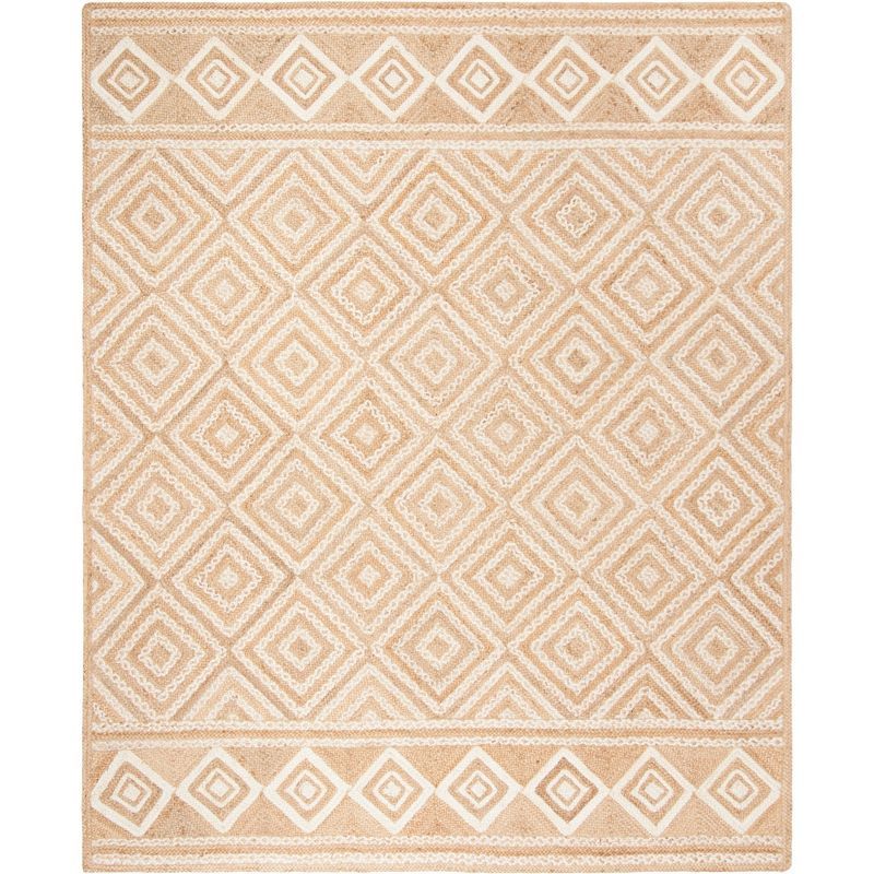 Ivory Hand-Knotted 9' x 12' Natural Fiber Rectangular Rug