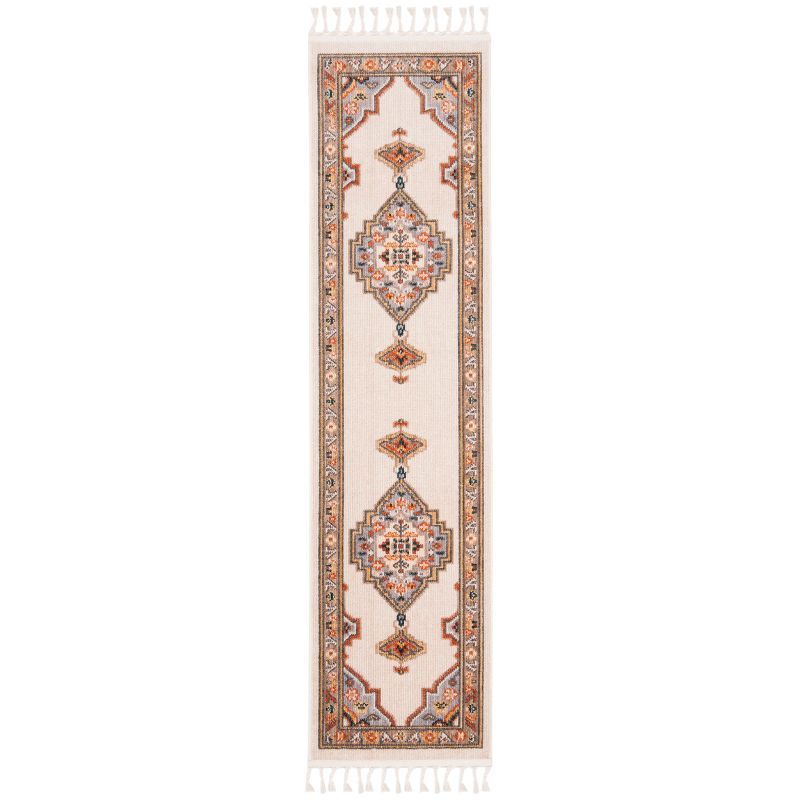 Orange Medallion Cotton Chenille Runner Rug