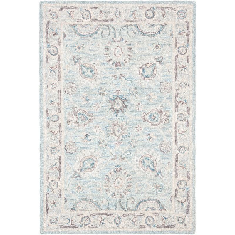 Gray Floral Hand-Tufted Wool 4' x 6' Area Rug