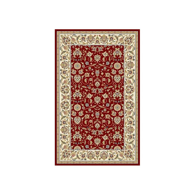 Red and Ivory Floral Motif 4' x 6' Synthetic Area Rug