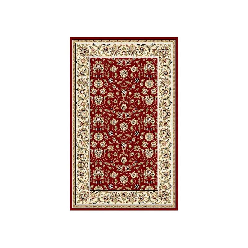 Red and Ivory Floral Motif 4' x 6' Synthetic Area Rug