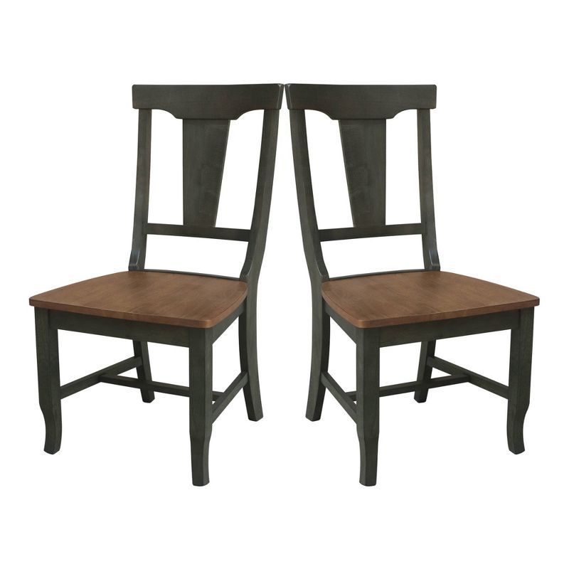 Elegant Hickory & Washed Coal Solid Wood Dining Chairs - Set of 2