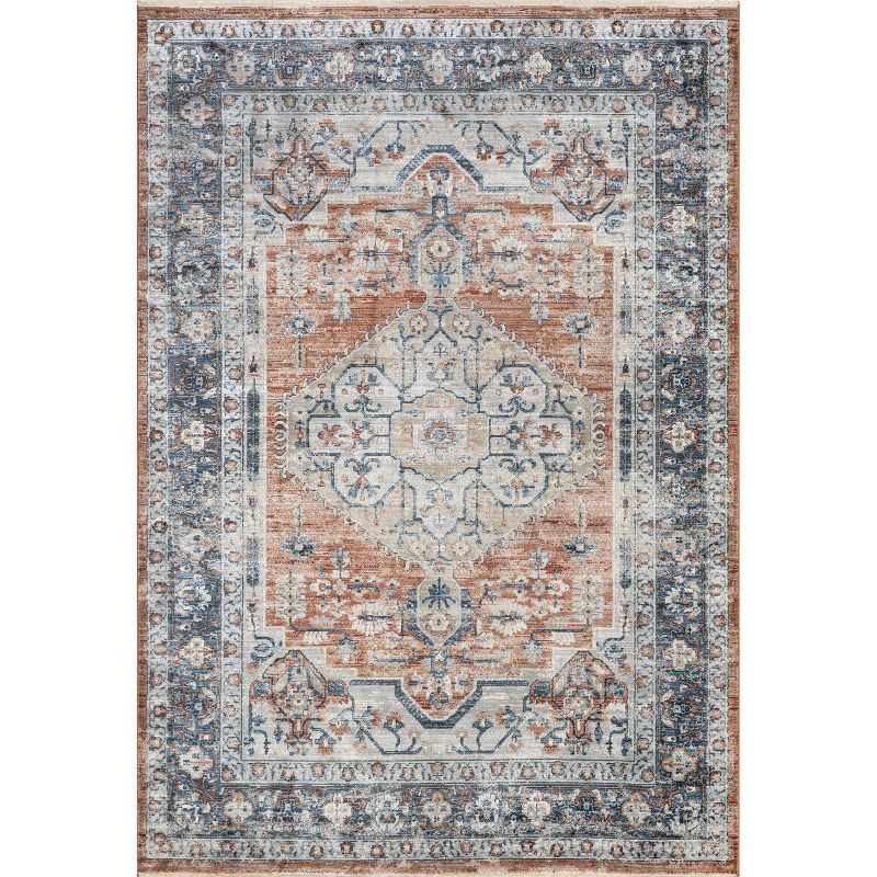 Rectangular Multicolor Medallion Synthetic 10' x 14' Area Rug