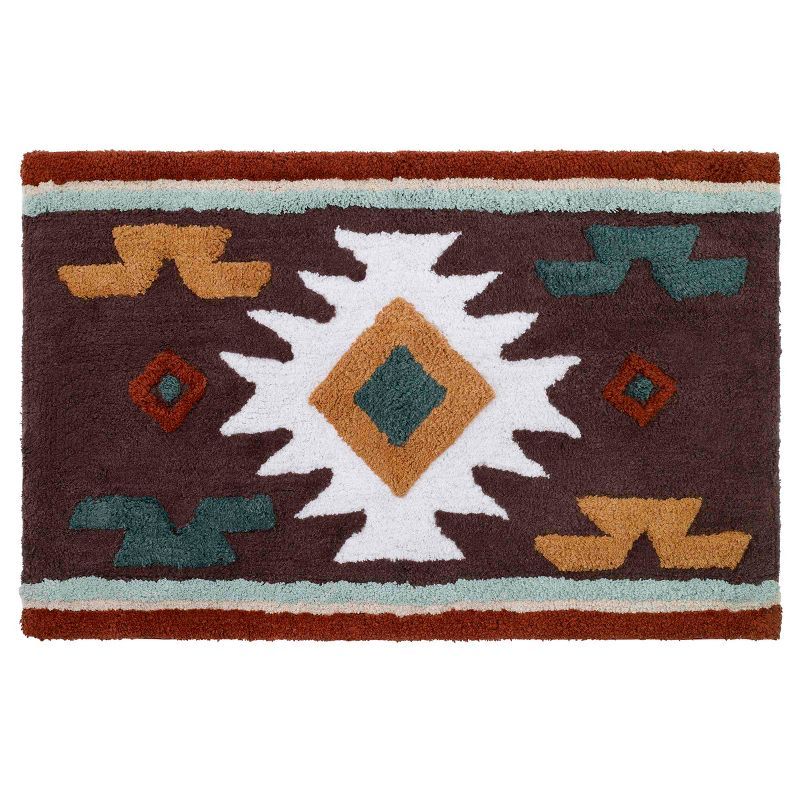 Navajo Dance Multicolor Cotton Bath Rug with Southwest Motif