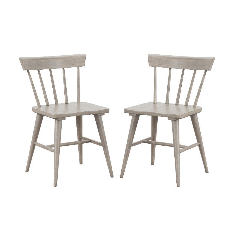 Gray Wood Spindle Back Dining Chairs, Set of 2