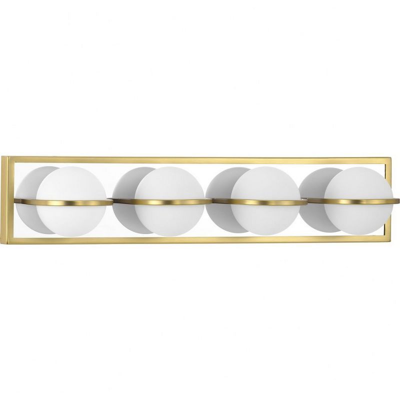 Satin Brass and Chrome 4-Light LED Bath Vanity with Opal Glass