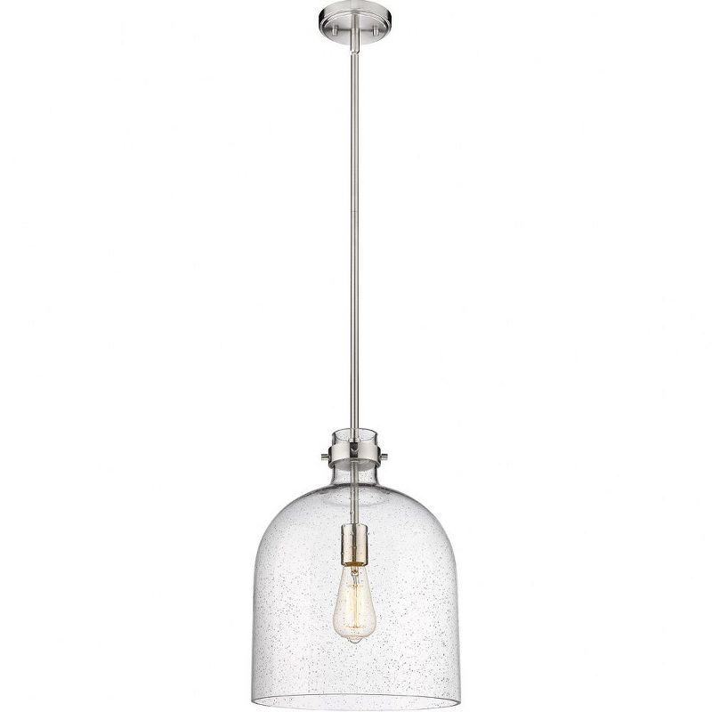 Transitional Seedy Glass Dome Pendant in Brushed Nickel