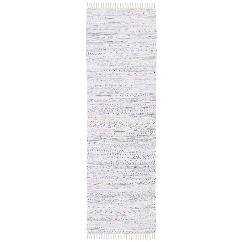 Chic Artisan White Cotton Flat Woven Runner Rug 27x12 in