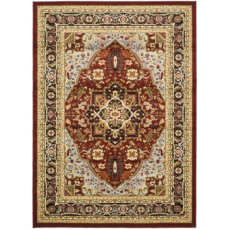 Red and Black Synthetic Persian Floral 8' x 10' Area Rug