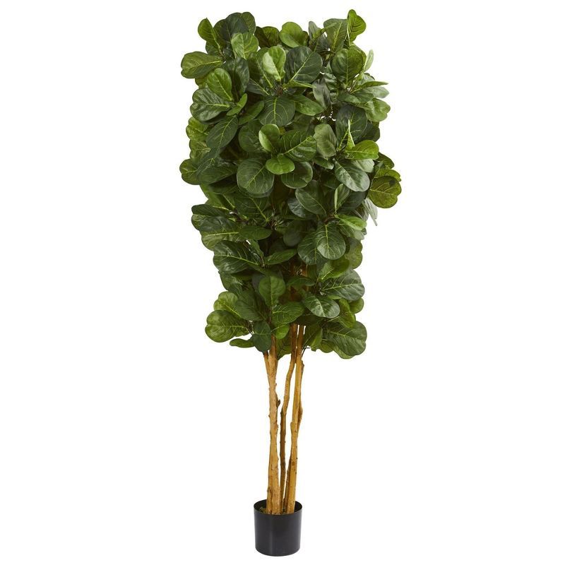 7' Tall Artificial Fiddle Leaf Fig Tree in Black Pot