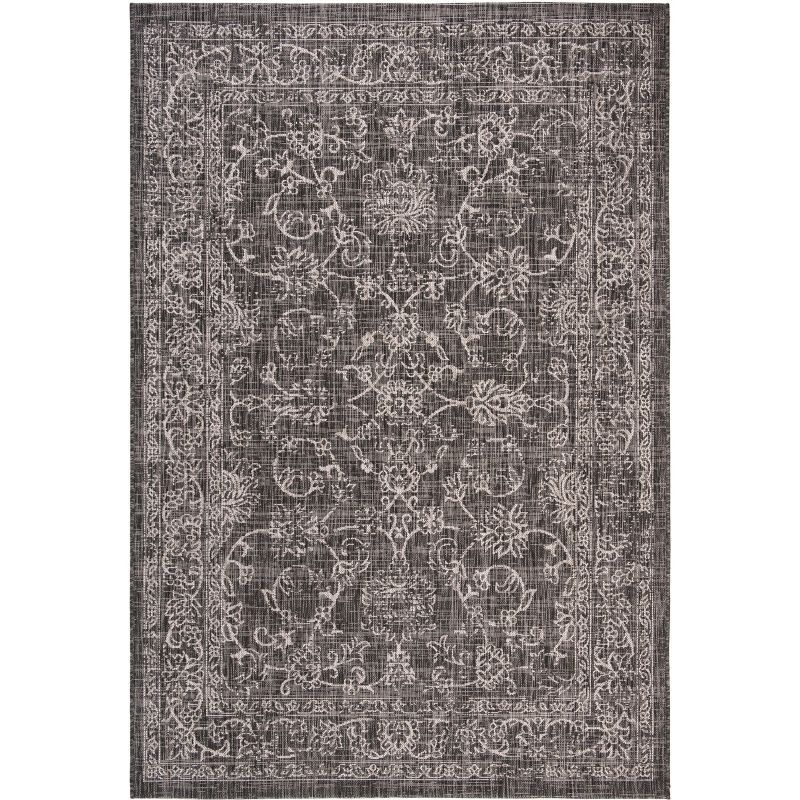 Safavieh Courtyard Black and Ivory Synthetic Indoor/Outdoor Area Rug