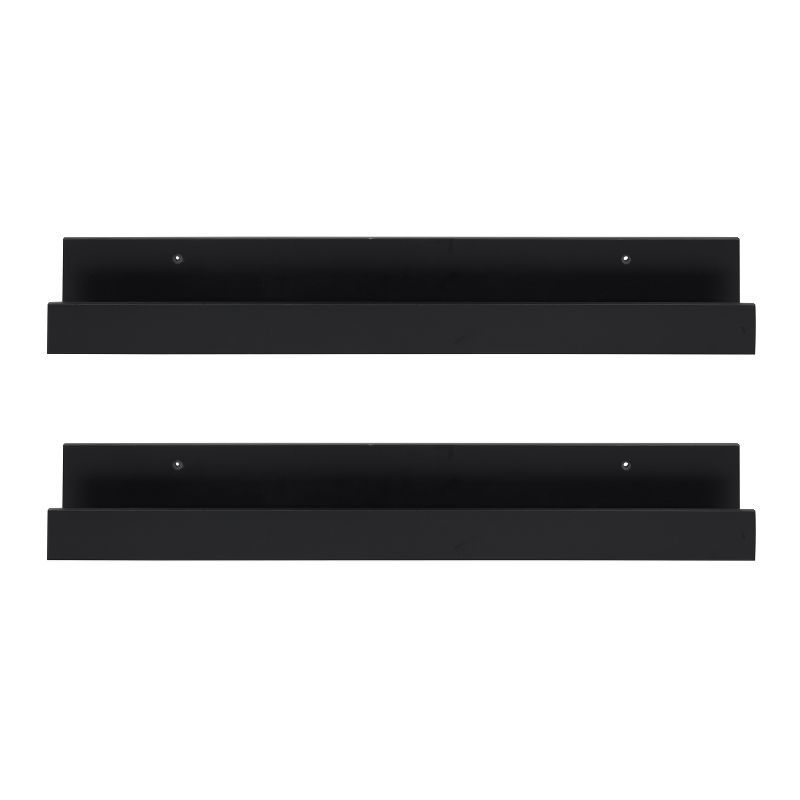 Sleek Black 24" Modern Floating Wall Shelf Set - 2 Pack