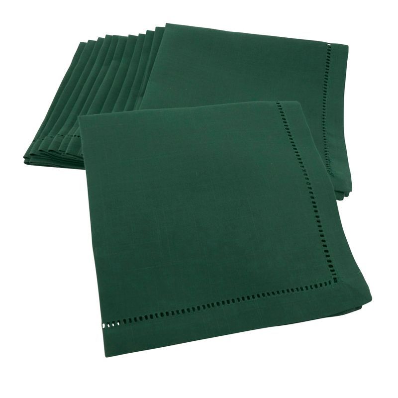 Jasper Green Hemstitched Cotton Dinner Napkins Set of 12