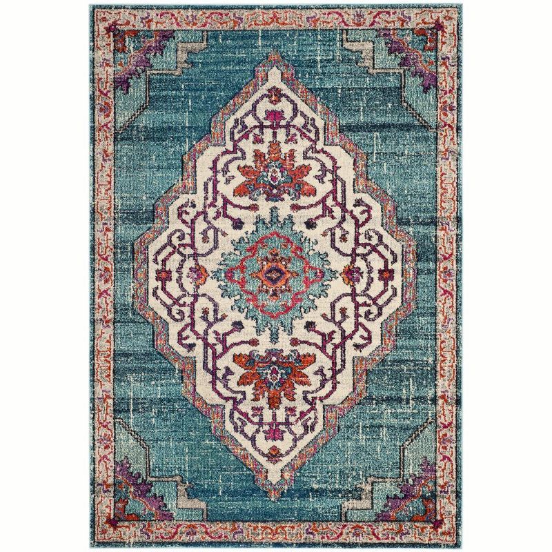 Bohemian Chic Blue Multi Handmade Tufted Area Rug - 6'7" x 9'2"