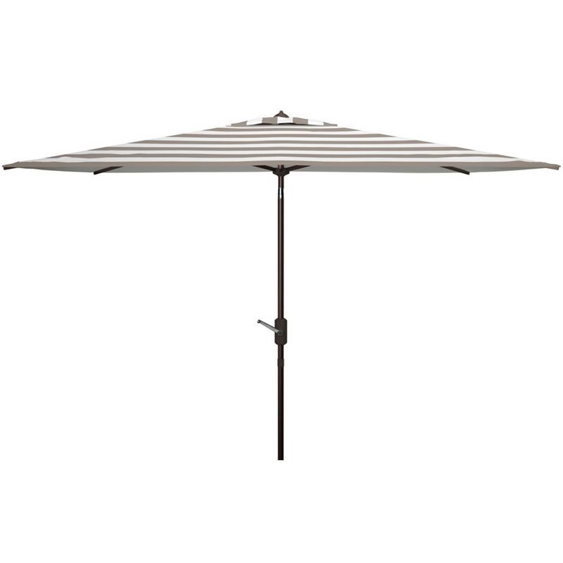 Iris 10 ft Gray and White Striped Aluminum Patio Umbrella