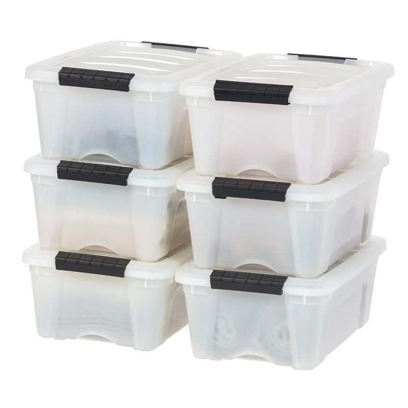 12.75 Qt Off-White Plastic Storage Bins with Lids and Latches - 6 Pack