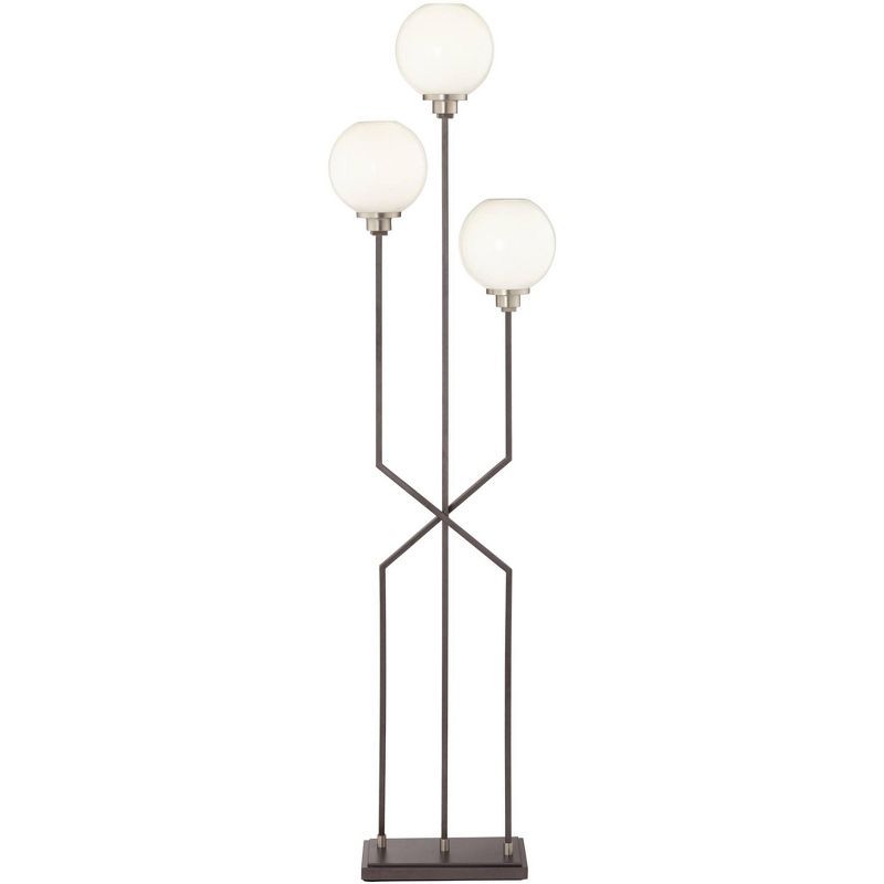 70" Black and White Glass Globe Floor Lamp