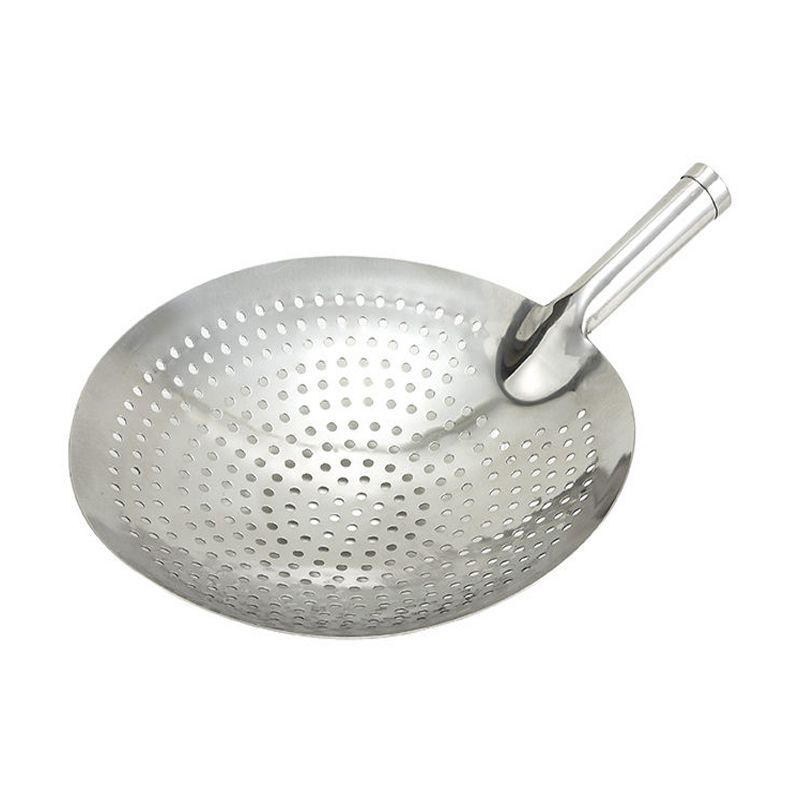 12-Inch Round Stainless Steel Skimmer with Short Handle