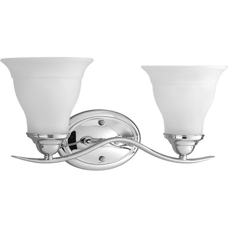 Polished Chrome 2-Light Bath Fixture with Etched Glass Shades