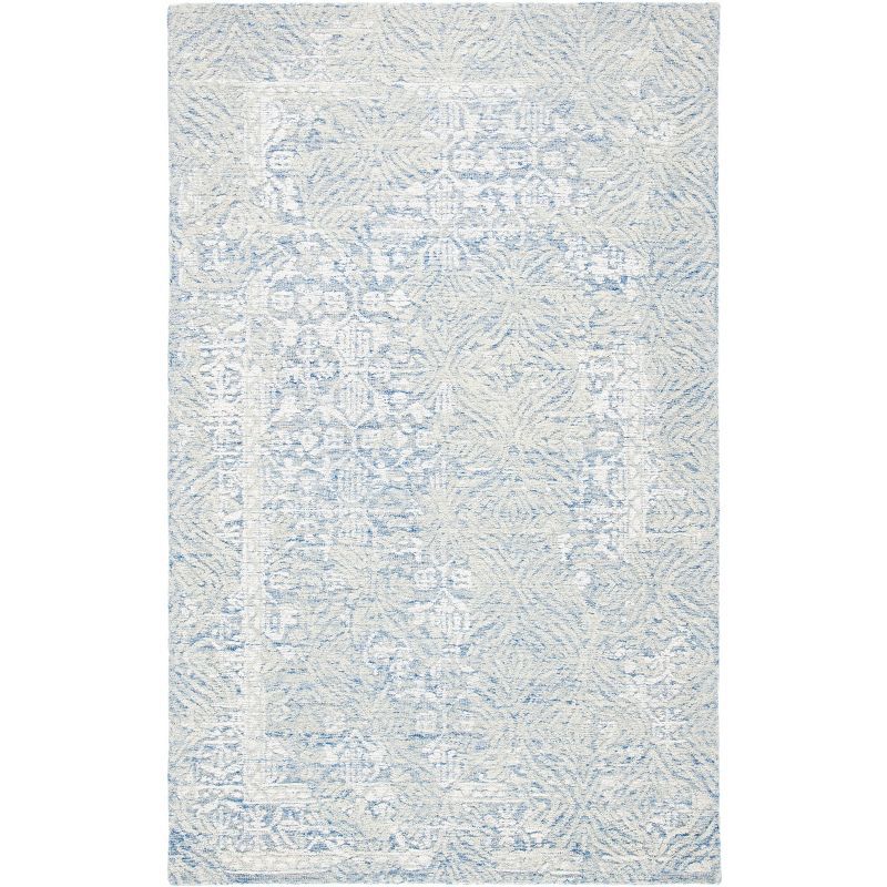 Hand-Tufted Blue Wool 4' x 6' Rectangular Rug