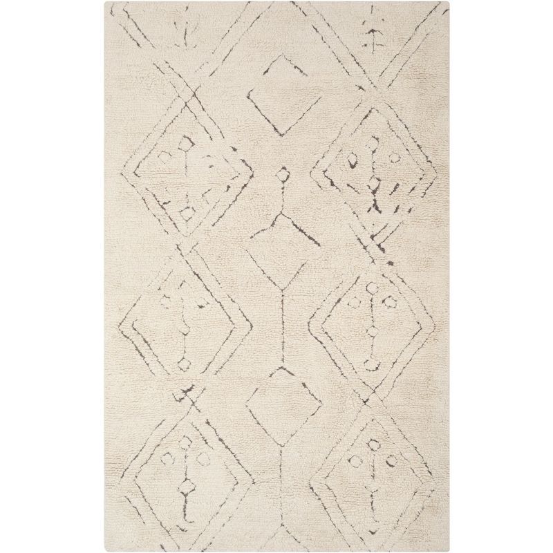 Ivory Hand-Tufted Moroccan Shag Wool Area Rug