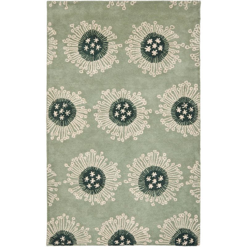 Handmade Light Blue Wool and Cotton Tufted Area Rug