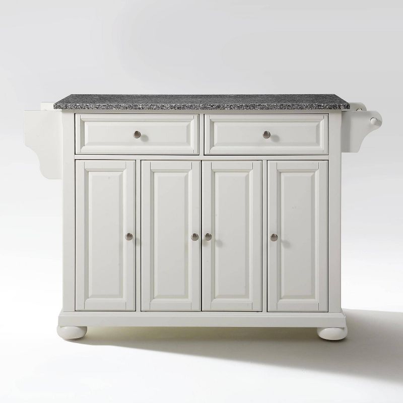 Alexandria White Kitchen Island with Gray Granite Top