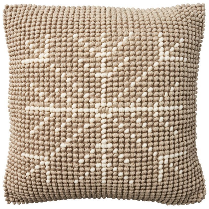 20"x20" Beige Ivory Snowflake Loop Square Throw Pillow