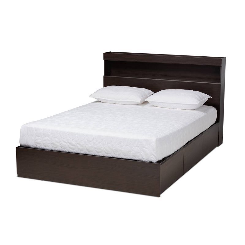 Queen Dark Brown Wood 6-Drawer Platform Storage Bed